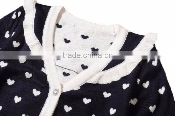 2015 New Design Girl Cardigan Sweater Scallop Trim Children Wear Cardigan