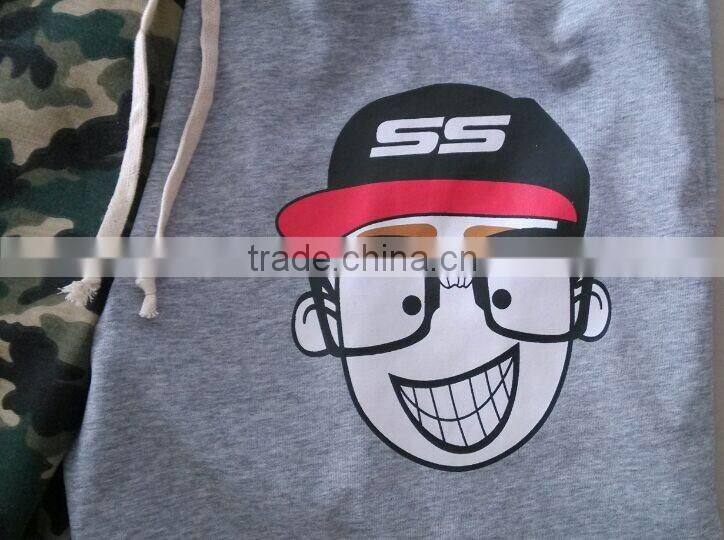 cotton terry fabric camo shorts with printing