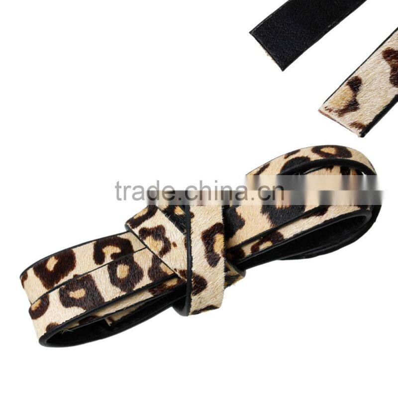 High Quality Multicolor Leopard Print Real leather Horsehair Jewelry Rope