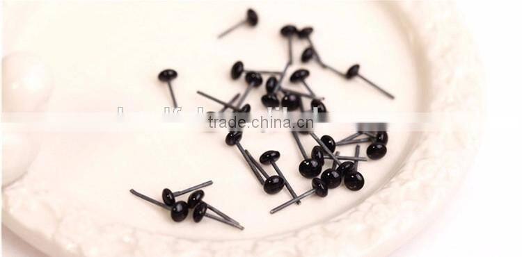 6mm Needle Felted Toy Accessories Craft Wire Back Black Plastic Eyes