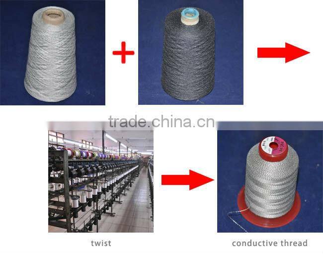 carbon stainless steel silver coated conductive sewing thread