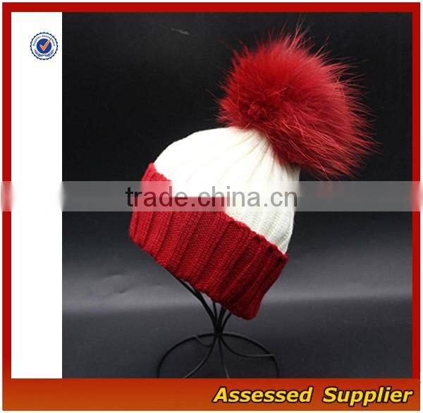 Custom fashion real raccoon fur pom pom hat beanie cap for wholesale free samples-T69-ZT