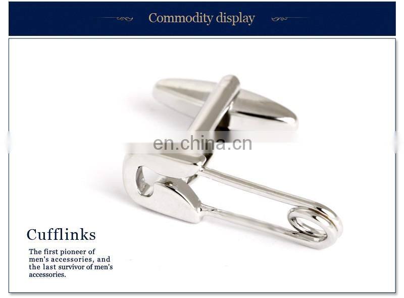 Novelty Silver Pins Men's Cufflinks