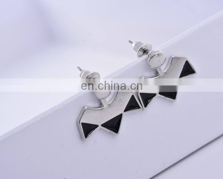 Gold and silver plated expoy fan-shaped triangle geometry stud earrings