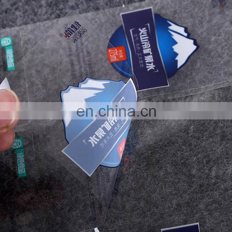 manufacture customized transparent customized printing vinyl label self-adhesive stickers for mineral water bottle