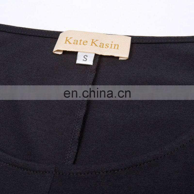 Kate Kasin Womens Casual Loose Long Sleeve Crew Neck Black Irregular Hem Dress KK000711-1