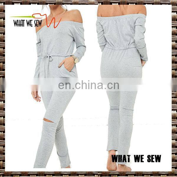 custom off shoulder autumn coat fashion gym onesie for women