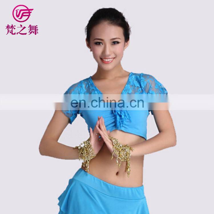S-3035 Cheap wholesale crystal cotton belly dance lace top for women