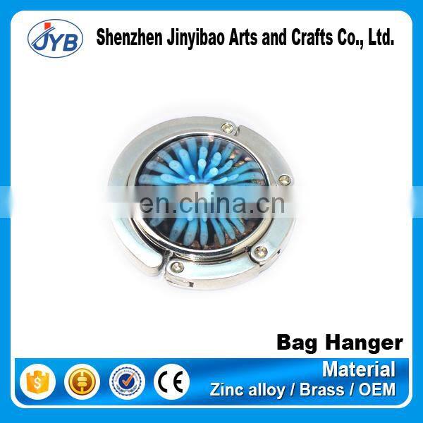 Promotional acrylic heart shape diamond metal bag hook/purse hanger