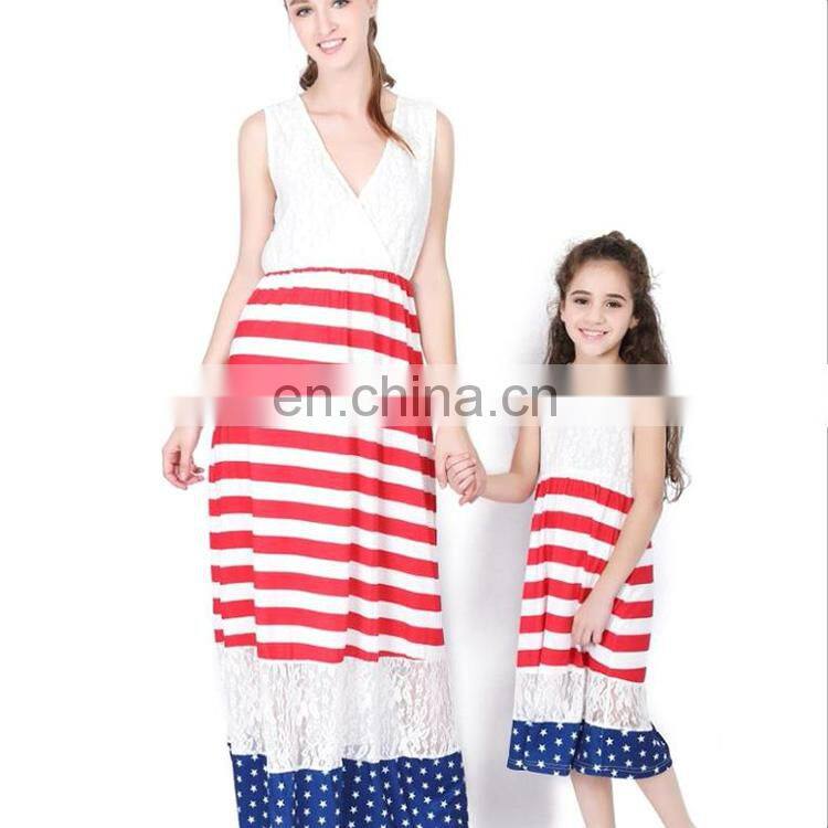 2019 new trendy women clothing design long mommy and me maxi dress mother daughter matching dresses for mom