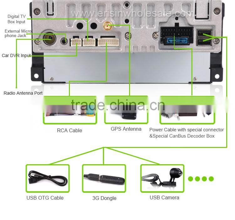 Erisin ES6061M 6.2 inch 1 Din Car DVD Navigation for Jeep Wrangler 300C