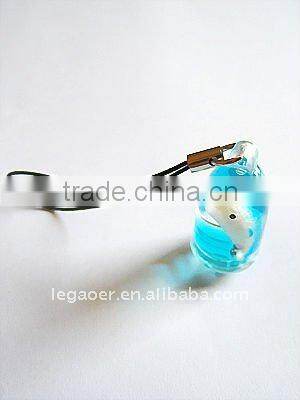 Liquid bottle shape keychain with fancy floater