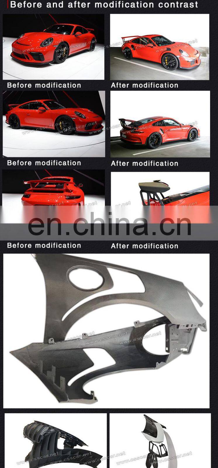 GT-RS Body Kits For Porsche Carrera 911-991 Car Bumpers