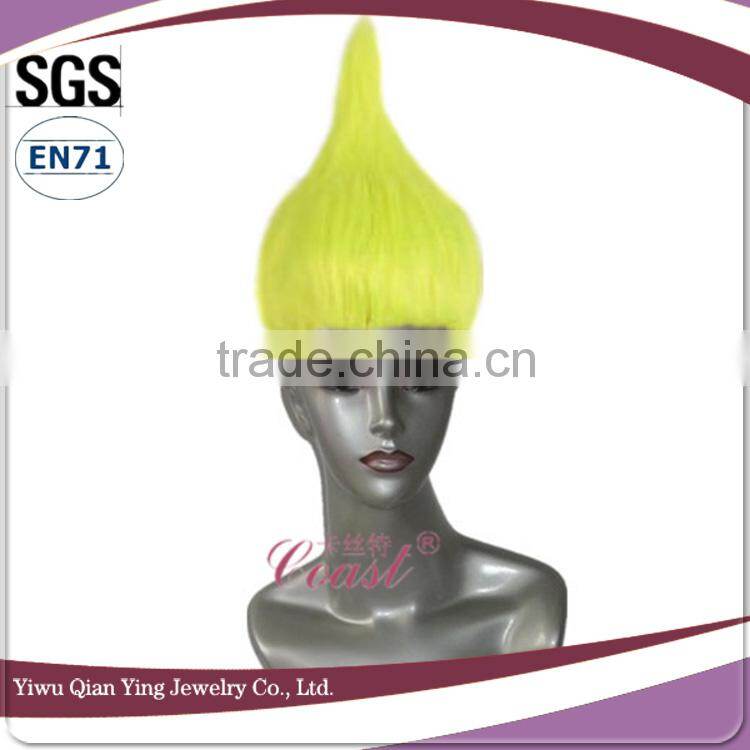 cheap wholesale high quality orange synthetic halloween big troll wig