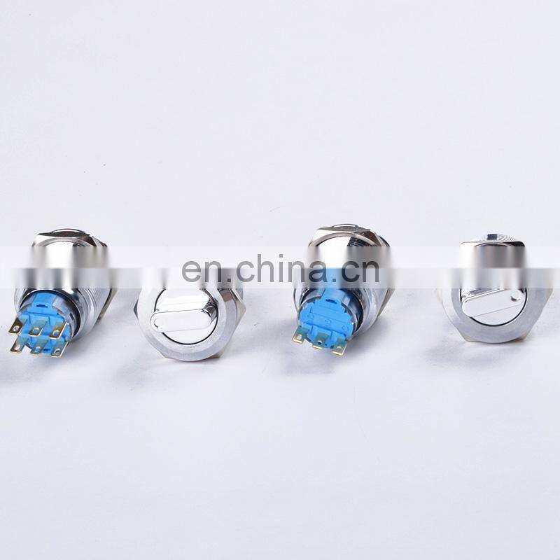 19mm Waterproof Metal Rotary Push Button Switch 2 Position 1NO+1NC 3 Position 2NO+2NC Press Button Rotary Knob Switch