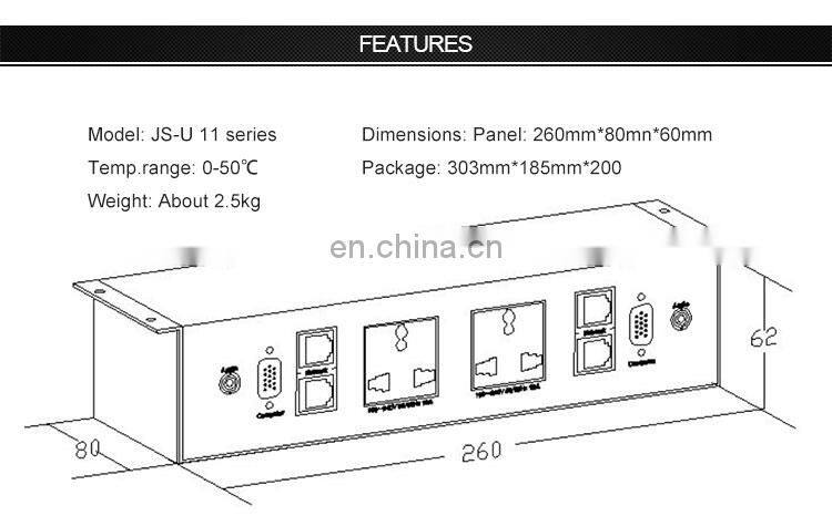 Electrical Power Aluminum Desk top Power supply Under Table Socket
