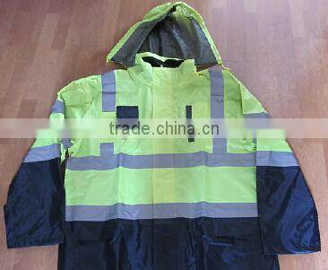 300D oxford with PU coating attached hood raincoat
