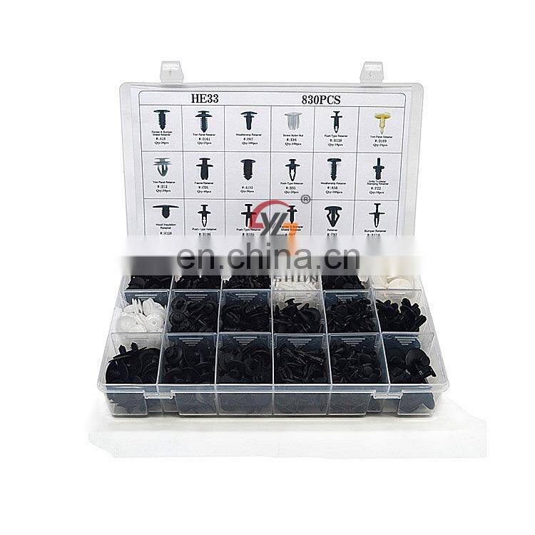 HE33 High-quality Fastener Rivets Clips Set Bumper Retainer Kit Body Clips Assortment 830PCS/SET