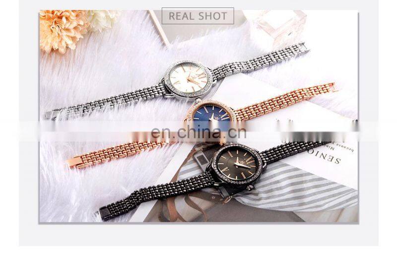 SHENGKE K0089L Light Luxury Feminine Watchs Noctilucous Big Needle Hand Watchs Classic Quartz Bracelet Watch