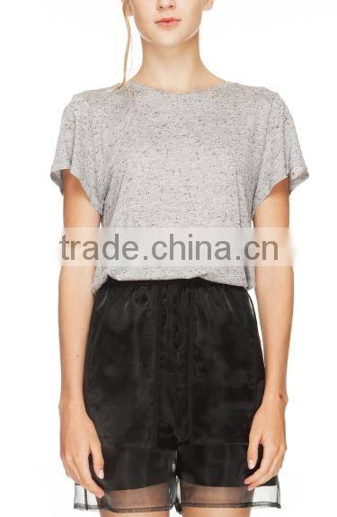 2015 China manufacturer customized ladies Casual Gray Silk jersey t-shirt