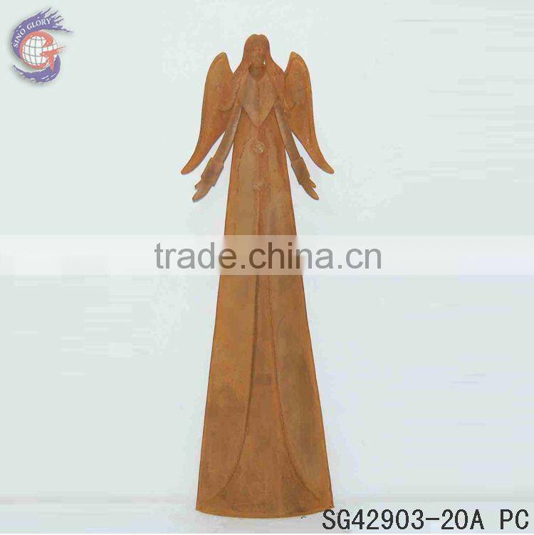 large angel statues with rusty metal guardian angel statue