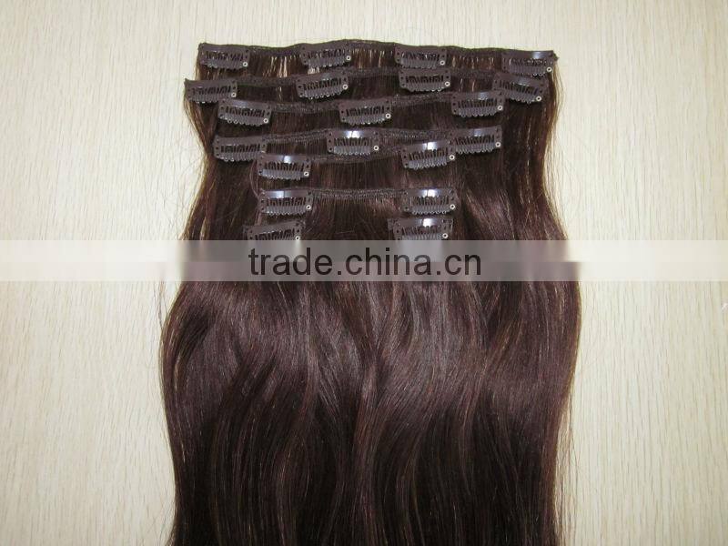 Fashional colored 100% human remy silky lace clip in hair extensions