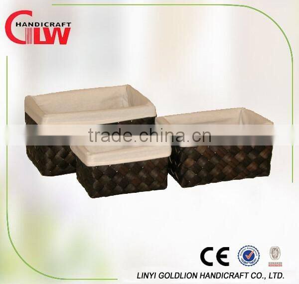 Set of 3 traditional hand woven basket with liner