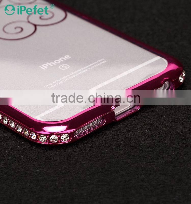 Electroplating Diamond Bumper Clear Crystal TPU Mobile Phone Case Cover For iPhone 6/s