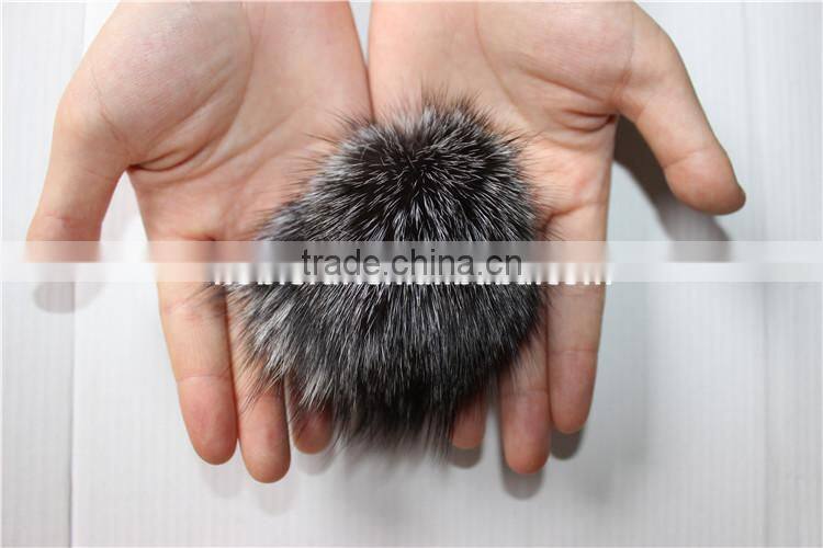 9 CM Fur Ball Genuine Natural Silver Fox Fur Pompom Hat Accessory