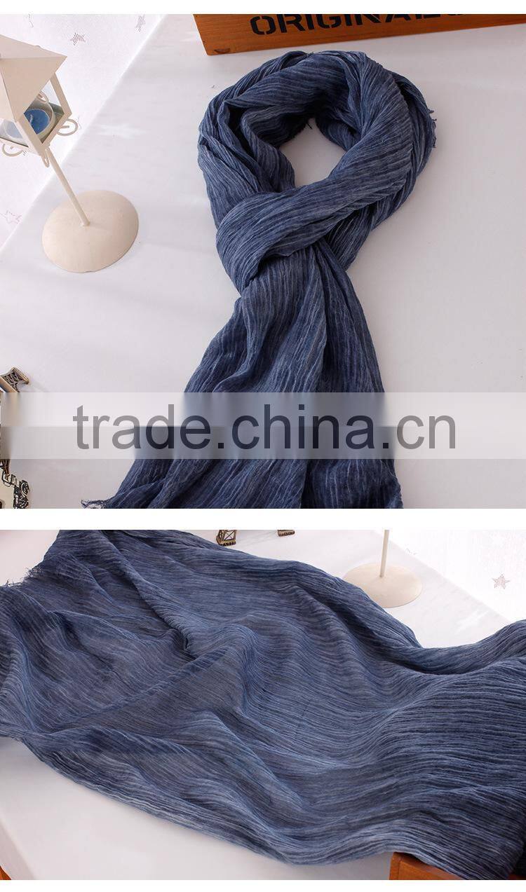 Wholesale Korean Japan Ladies Fashion Solid Color Plain 100% Linen Scarf