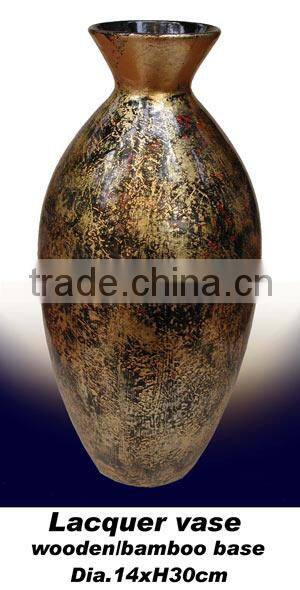 Vietnam shiny golden lacquer vase