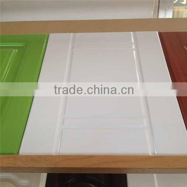 pvc wood grain color glass kitchen cabinet door