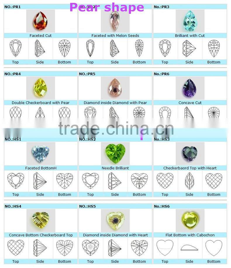 loose cz synthetic yellow pear cz gem stone