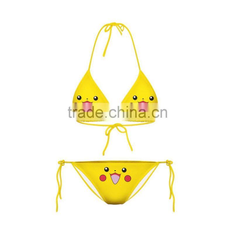 Cartoon Digital Print Sexy Transparent Bikini with Small MOQ