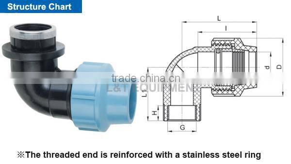 PP 90 Degree Elbow with Threaded Female Take Off