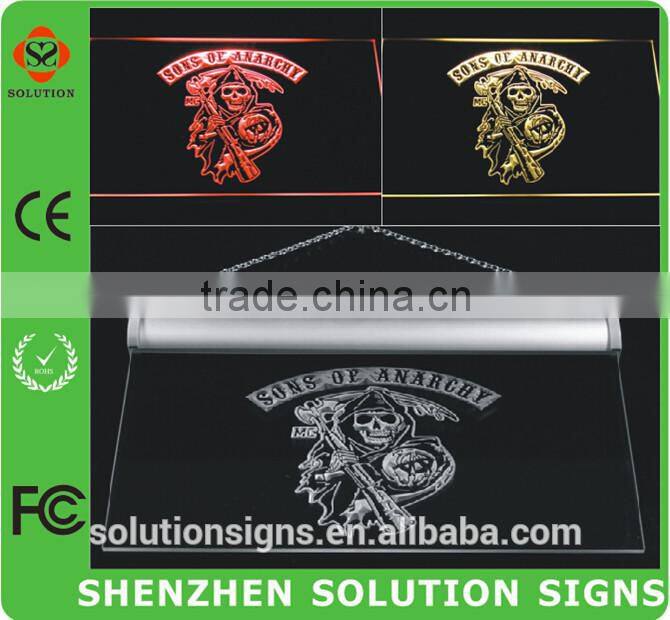 2015 fashionable hanging led acrylic sign board