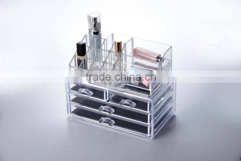 2016 Newest Taizhou Longshixiang factory fashional PS makeup boxes storge transparent cosmetic organizer