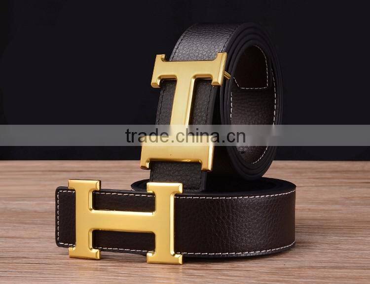 Top Quality Men Luxury Design Cowskin Leather Casual Smooth Buckle Waist Belts