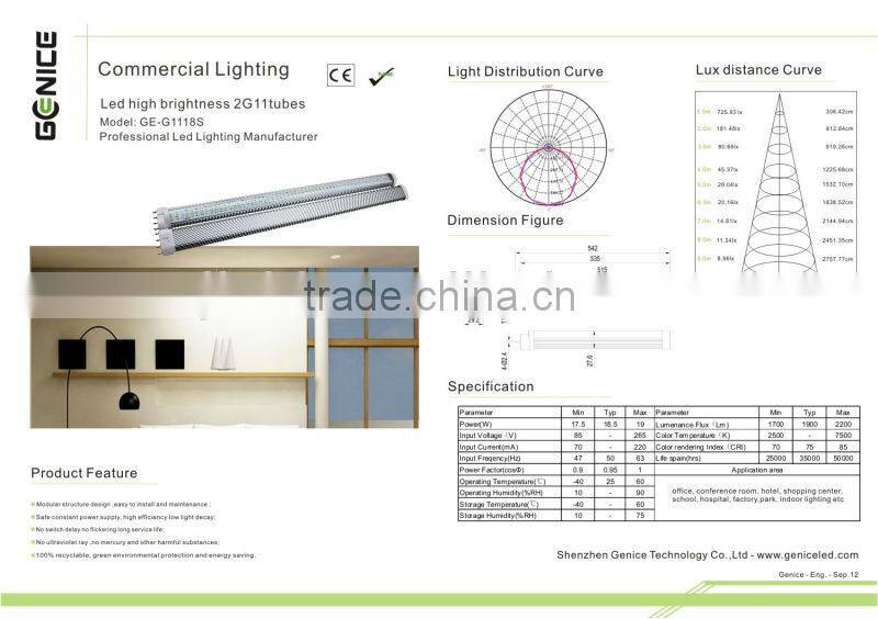18w led frosted/clear pc coverled 2g11 franchisees