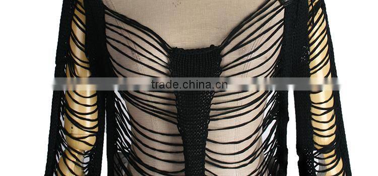 M-018 Fashion and Cute Sunk Broken Sweater with Skeleton Pattern