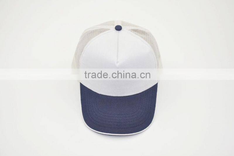 High Quality 100% Cotton Curve Sandwich Promotional Custom Blank White Cap 5-panel Cap