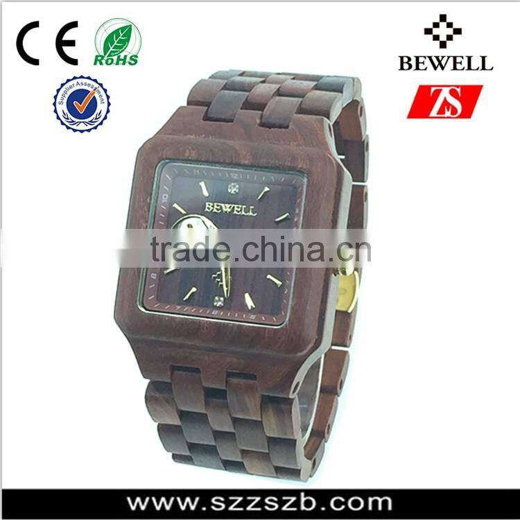 Fashion watches water resistant wooden watch with stainless steel case back and skeleton automatic mechanical watch