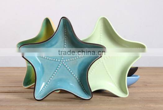 Lovely Fashion Candy Colors Sea Star Glaze Ceramic Bowl #we6
