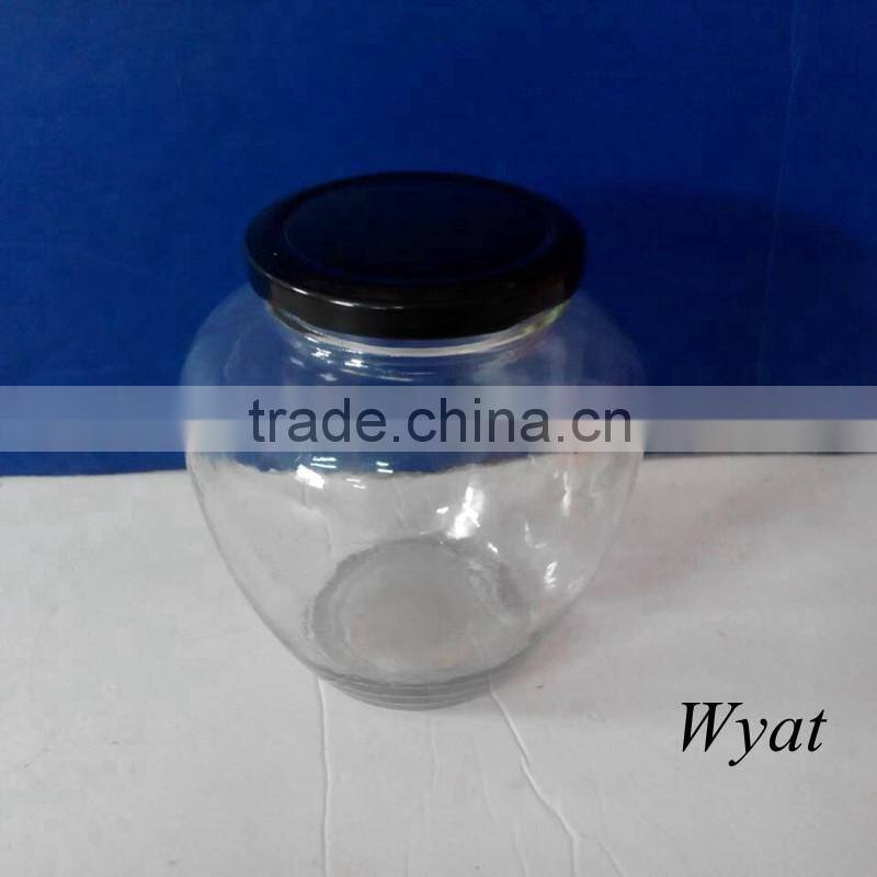 wholesale 650ml 22oz glass food storage jars glass pickle canister with lids