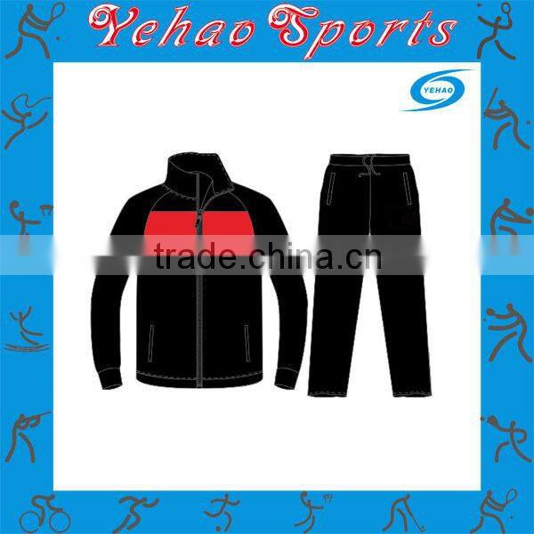 red black longsleeve track suits design for sale in yehao sports