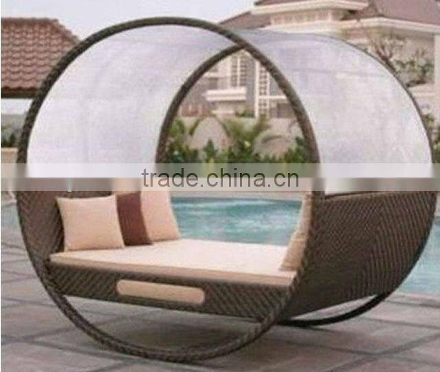 outdoor synthetic rattan furniture aluminium beach bed