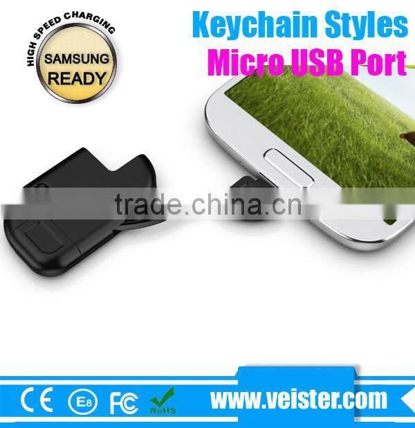 micro usb power data cable with keychain for blackberry HTC