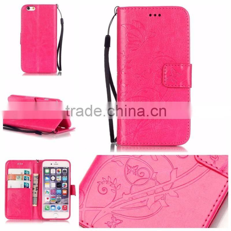PU wallet leather case with stand with strap with inside TPU phone case for iphone 6s 6s plus