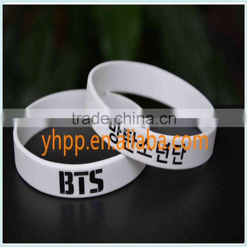 Custom KPOP BTS Bangtan Boys ARMY Silicone Debosssed Wristband Bracelet