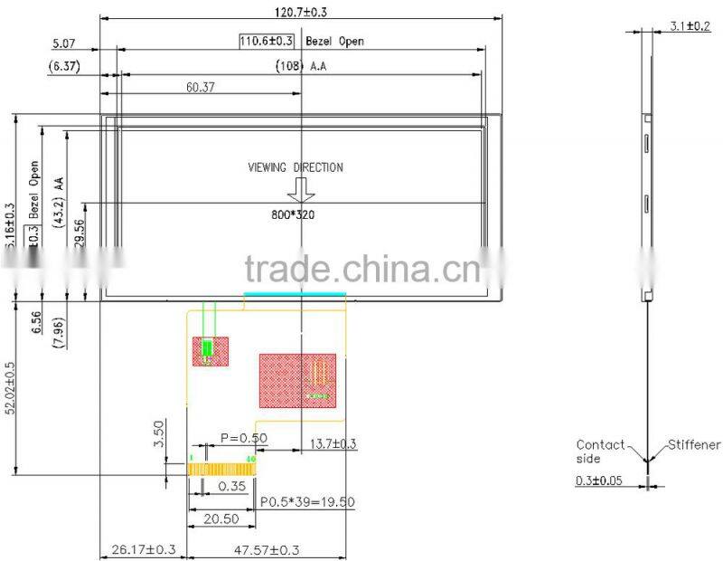 4.6 inch Stable Quality with Nice design TFT hdmini LCD display whith Cap-TP